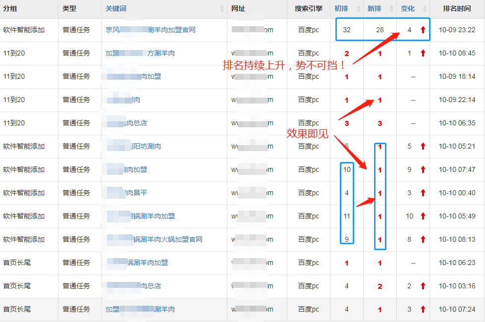 网站关键词排名效果图